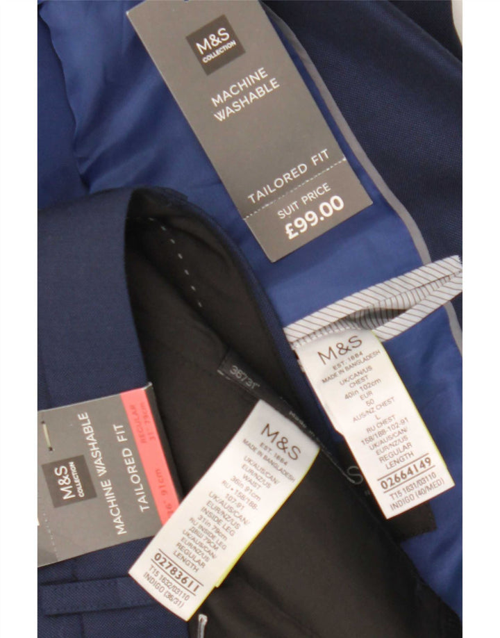 Marks & Spencer Męski garnitur o dopasowanym kroju UK 40 Medium W36 L31 Granatowy