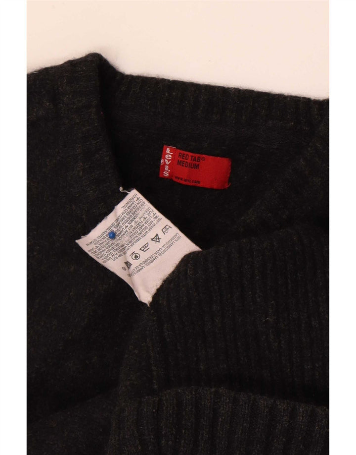 Męski sweter Levi's z dekoltem w kształcie litery V, średnia czarna owcza wełna
