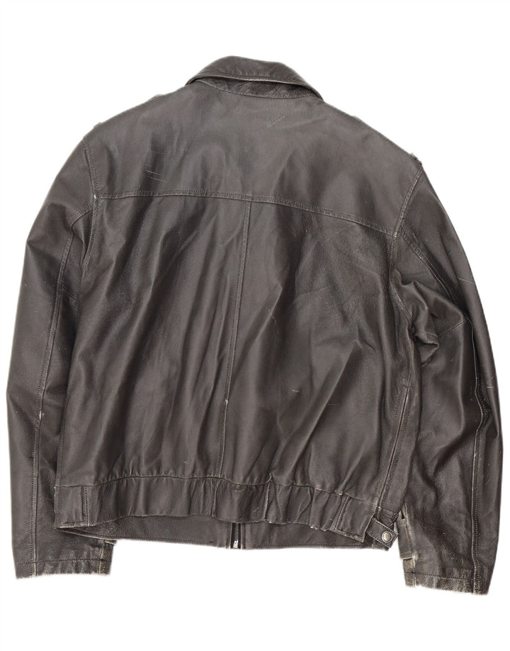 Vintage męska skórzana kurtka wojskowa IT 54 2XL czarna skóra