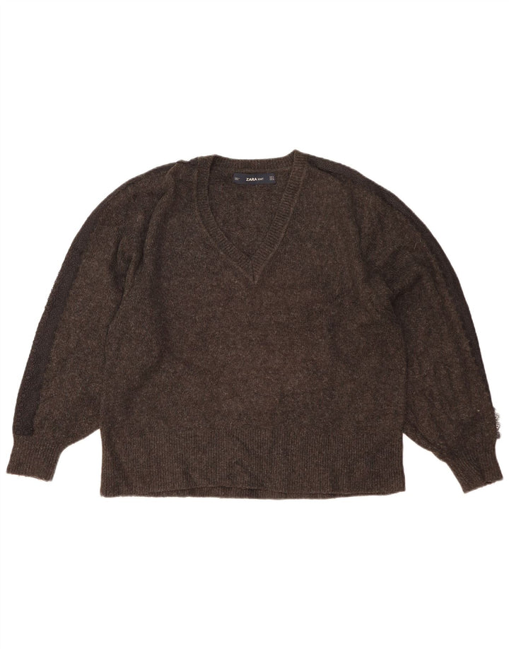 Sweter damski Zara Oversize z dekoltem w kształcie litery V, UK 10, mały, szary