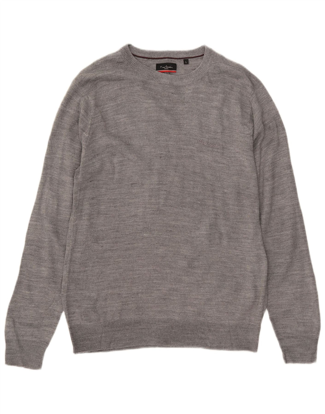 Męski sweter z okrągłym dekoltem Pierre Cardin, duży, szary, akrylowy