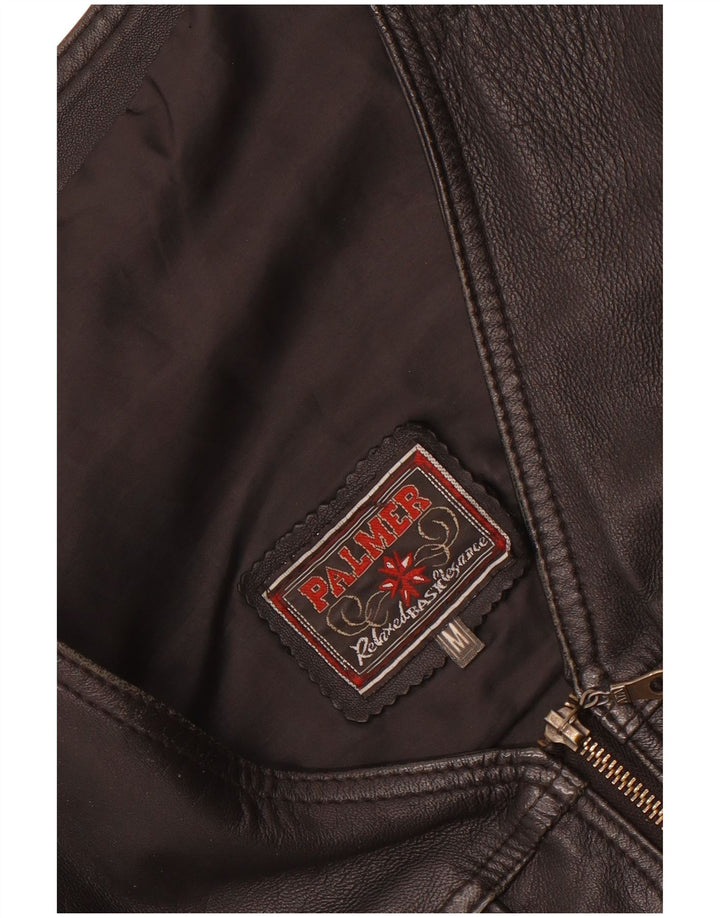 Vintage męska skórzana kamizelka użytkowa UK 38 średnia czarna