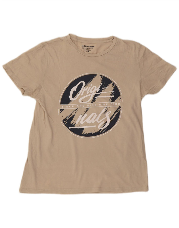 Męski T-shirt z grafiką Jack & Jones, średni beż