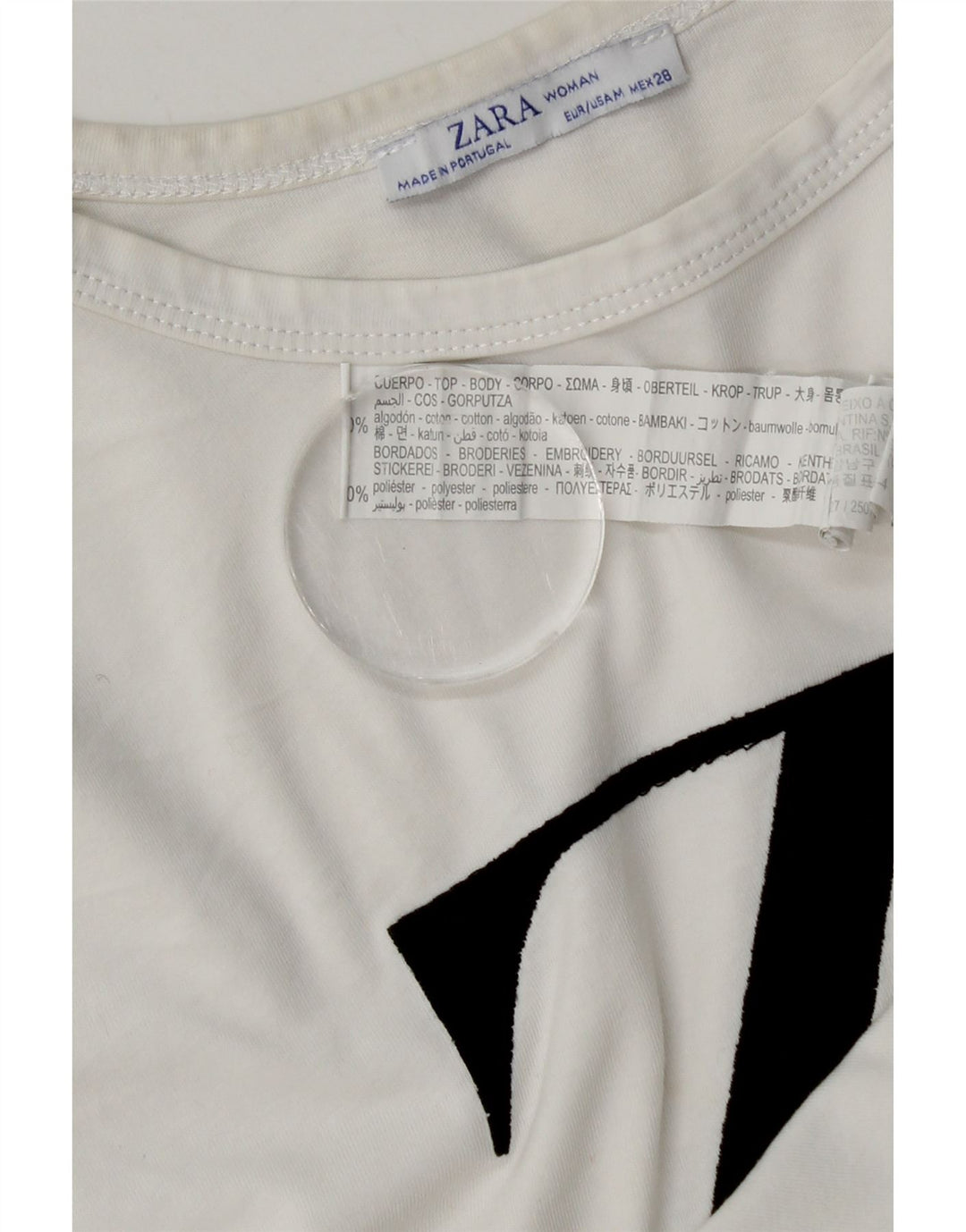 Damska koszulka z grafiką Zara Top UK 14 Średnia biała bawełna