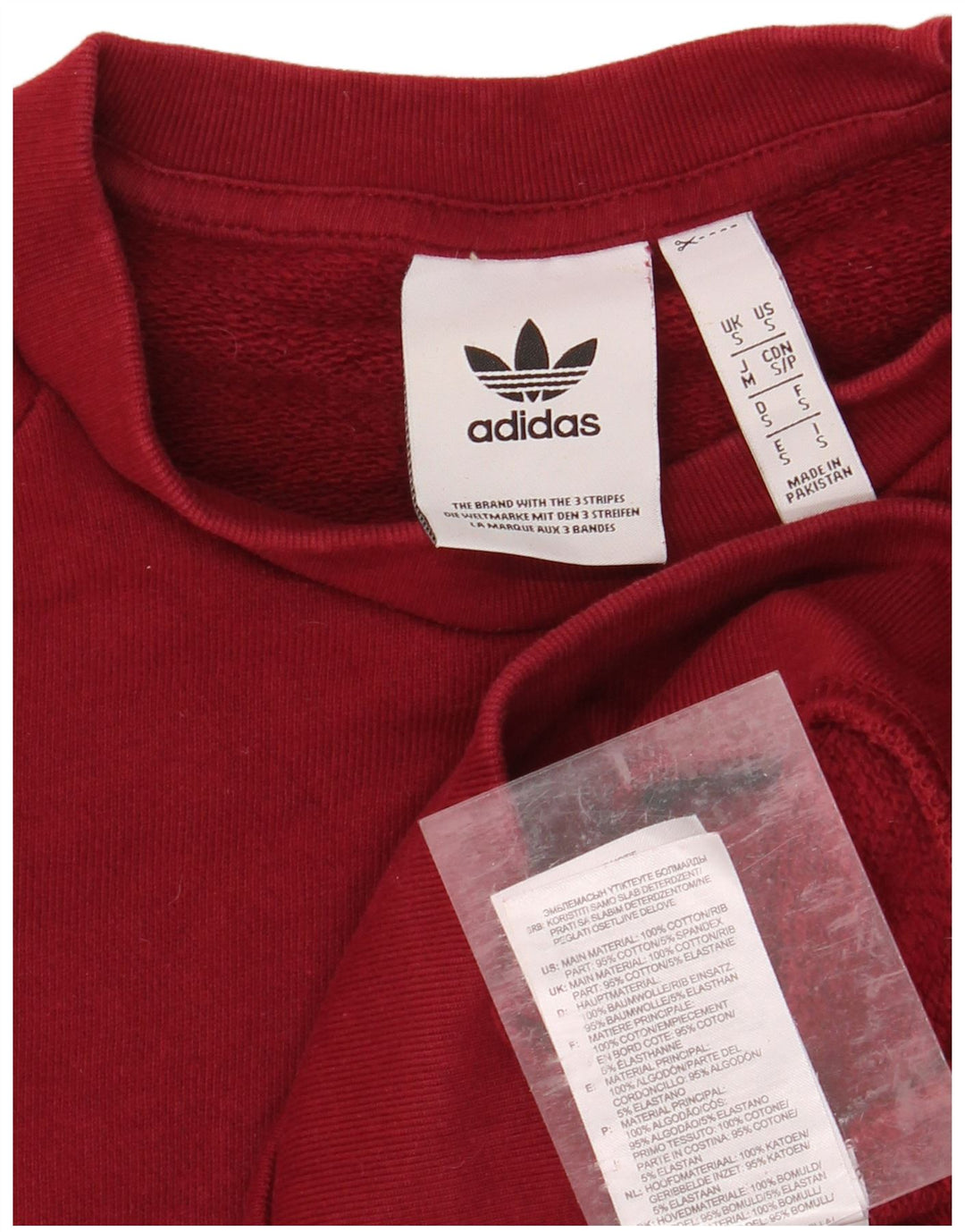 ADIDAS Mens Sweatshirt Jumper Small Burgundy Cotton