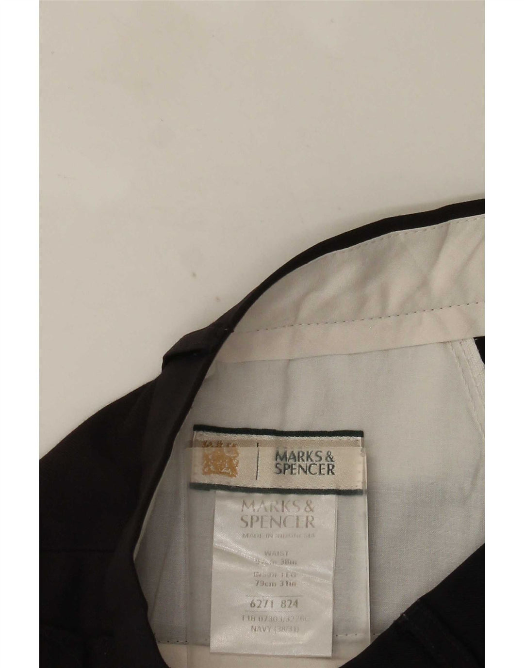 Marks & Spencer Męskie spodnie garniturowe W38 L31 Granatowy poliester