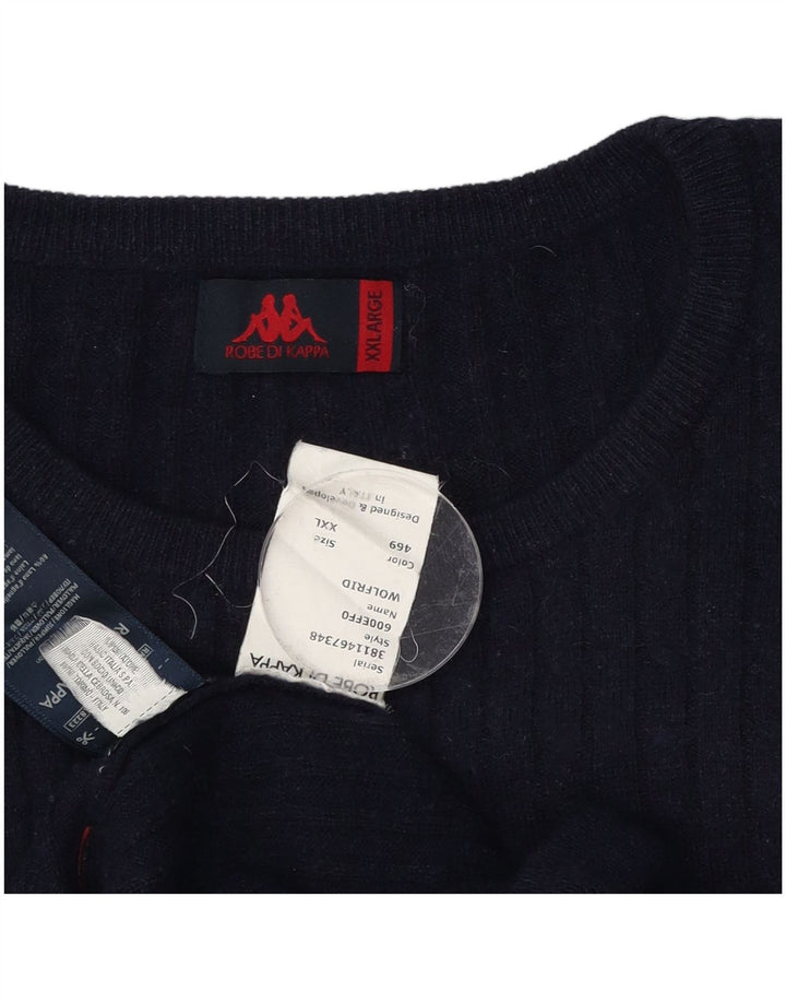 Męski sweter Kappa z okrągłym dekoltem 2XL Granatowa wełna