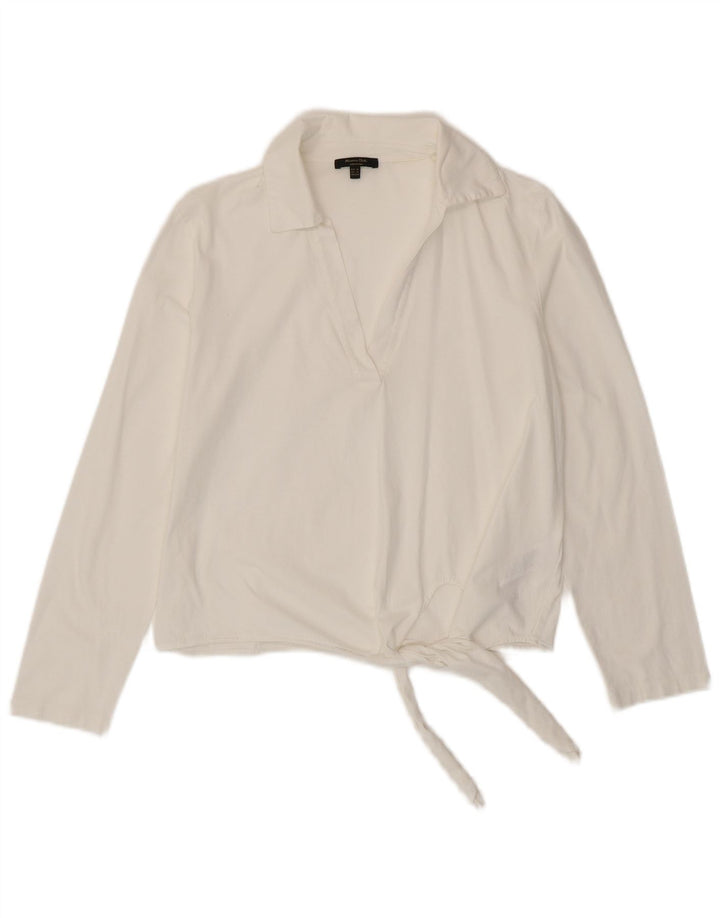 MASSIMO DUTTI Damska bluza koszulowa pulowerowa UK 6 XS, biała bawełna