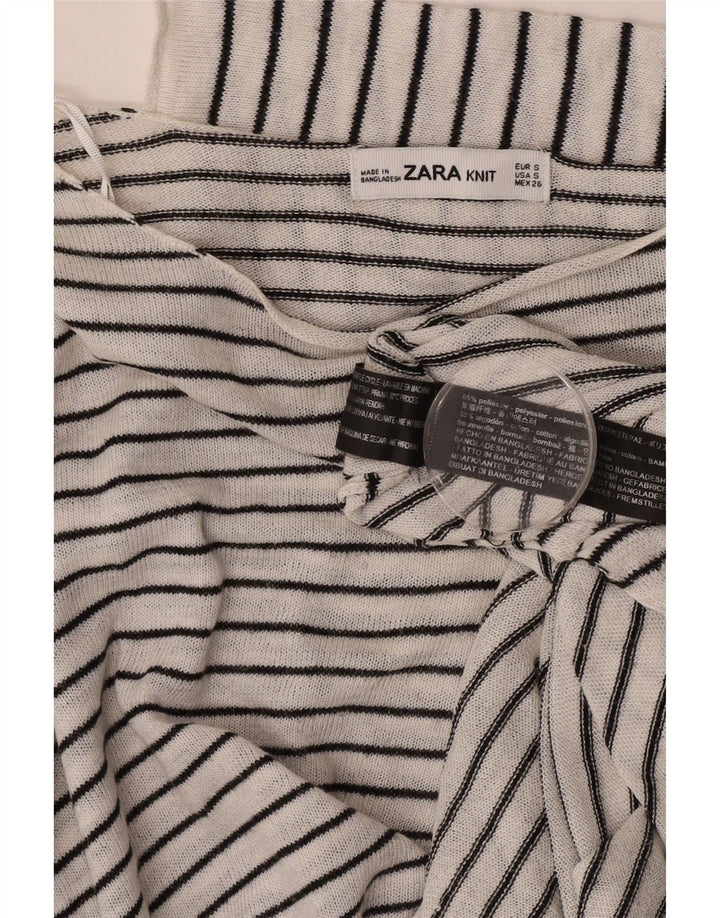 Damski top oversize Zara z rękawem 3/4, UK 10, małe, białe paski, poliester