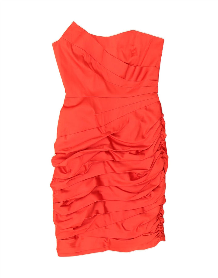 JANE NORMAN Womens Strapless Dress UK 14 Medium Red Acetate Vintage Jane Norman and Second-Hand Jane Norman from Messina Hembry 