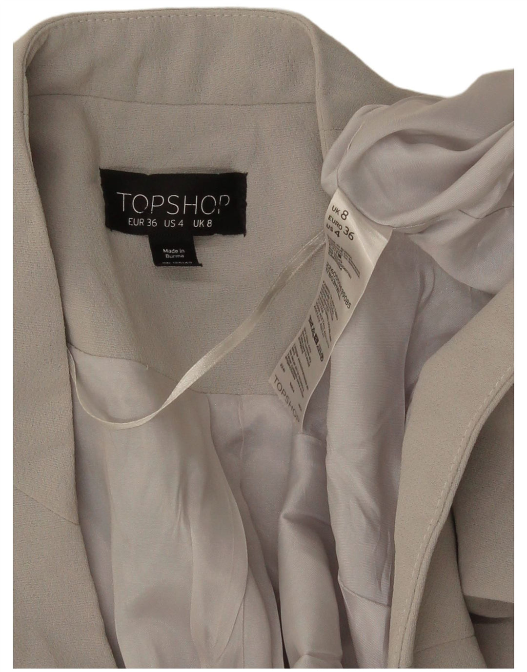 Topshop Bolero damskie UK 8, małe, szare, poliestrowe