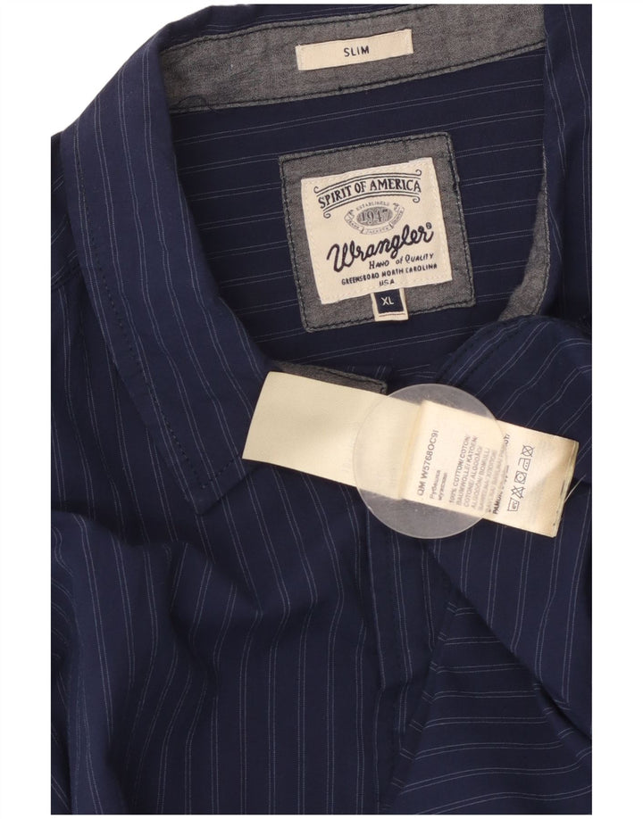 Wrangler Męska koszula slim XL, bawełniana w granatowe paski