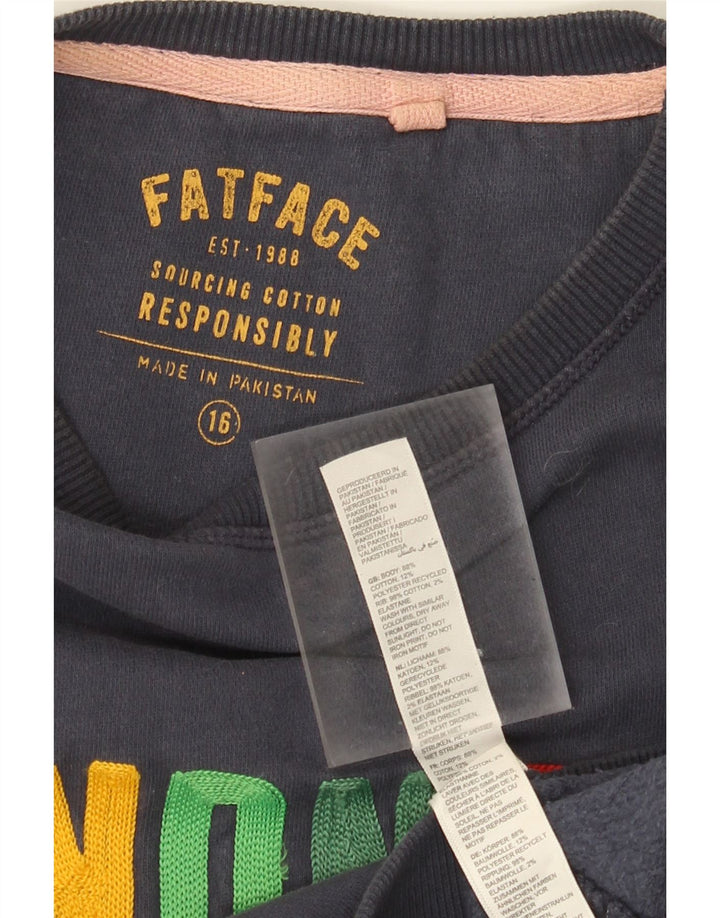 Damska bluza oversize Fat Face z grafiką UK 16, duża, granatowa