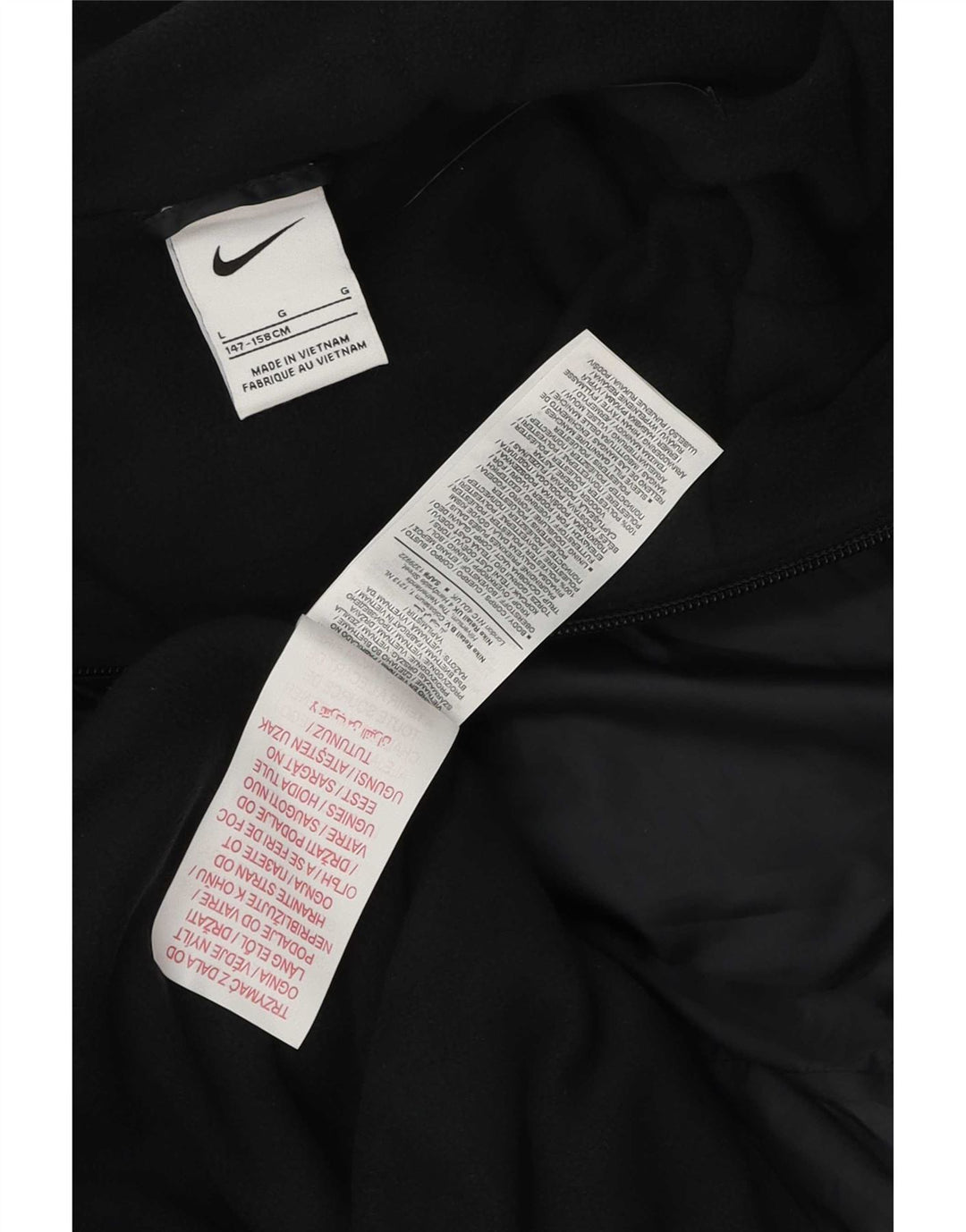 Chłopięca kurtka przeciwdeszczowa z kapturem Nike na 12-13 lat, duża, czarna, poliestrowa