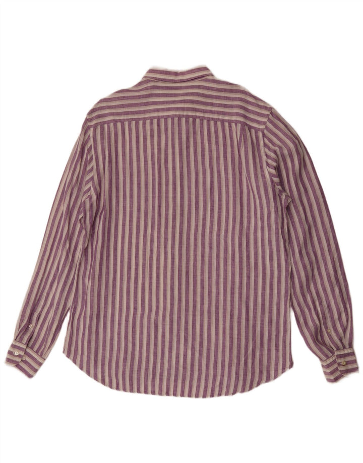 Koszula męska Massimo Dutti XL, lniana w fioletowe paski