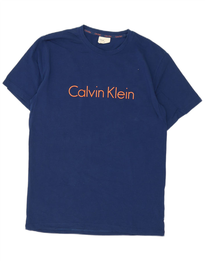 Męski T-shirt z grafiką Calvin Klein, średni niebieski