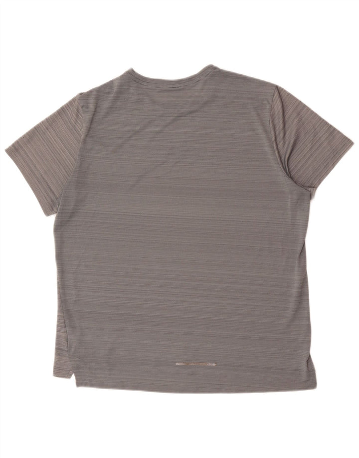 Męski T-shirt Nike Dri Fit, duży, szary, poliestrowy w prążki