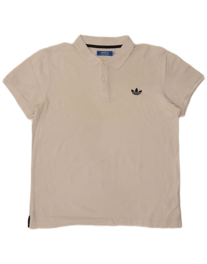 Męska koszulka polo Adidas, duża, biała, bawełniana
