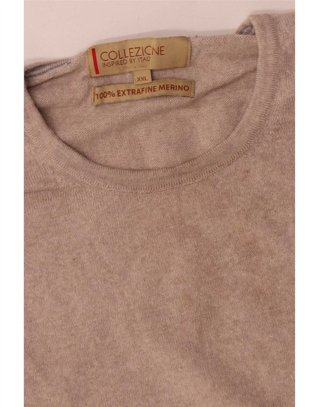 Marks & Spencer Męski sweter z okrągłym dekoltem 2XL, beżowa wełna merynosowa