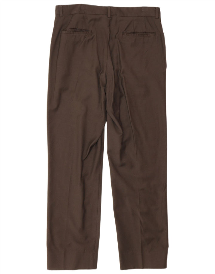 Damskie proste spodnie garniturowe Calvin Klein W32 L30 brązowe