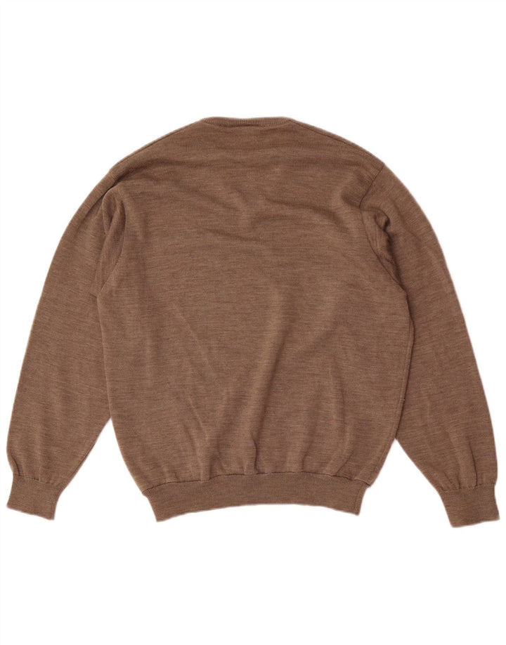 Lacoste Męski sweter z dekoltem w kształcie litery V, rozmiar 3, mały, brązowy, nowa wełna