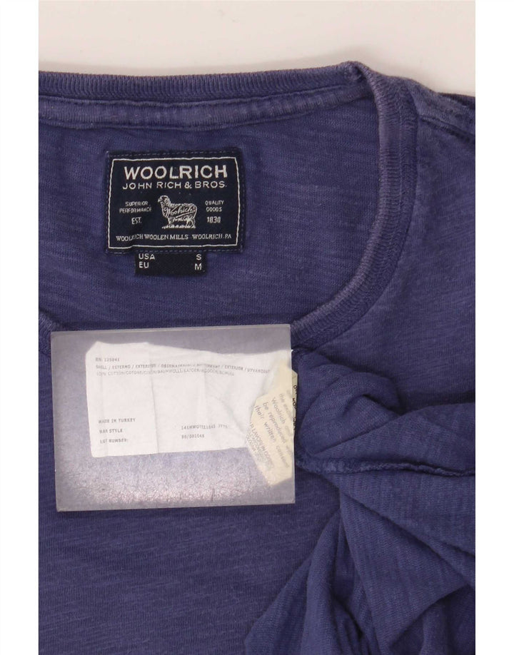 Woolrich Męski T-shirt Top Średni Niebieski Bawełniany