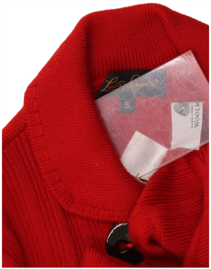 LUISA SPAGNOLI Damski sweter kardigan UK 10 Small Red Wełna