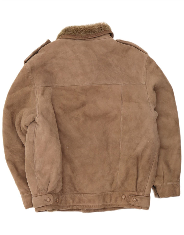 Vintage męska kurtka wojskowa Shearling IT 52 XL beżowa