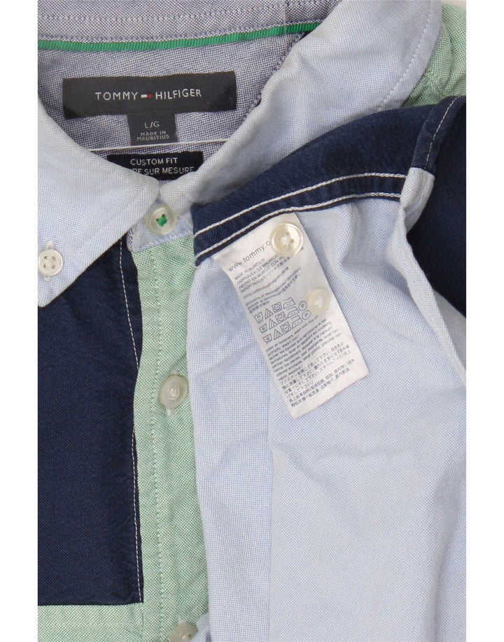 Męska koszula z krótkim rękawem Tommy Hilfiger, duża, granatowa, z blokami kolorów