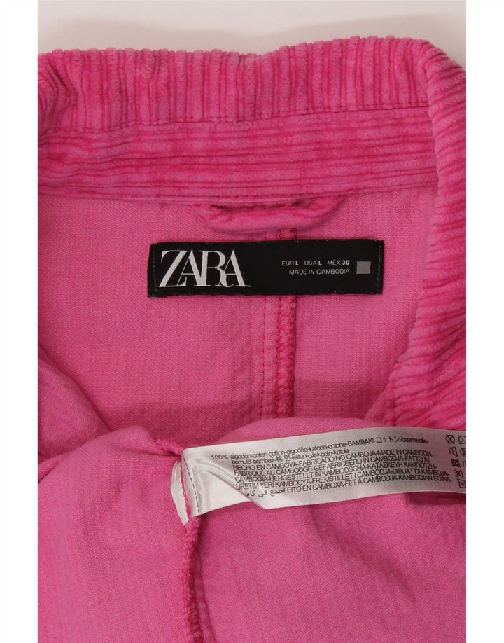 Damska, oversize'owa kurtka sztruksowa Zara UK 16, duża, różowa, bawełniana