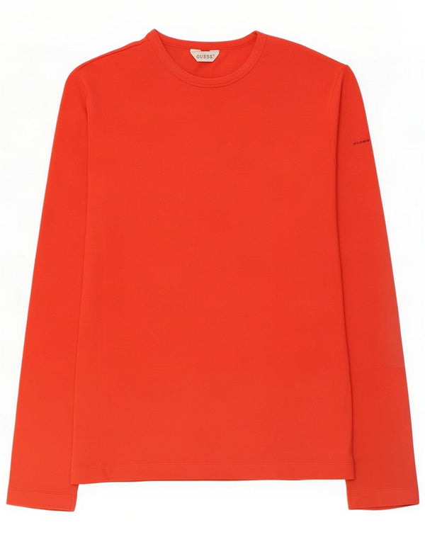 Top damski Guess z długim rękawem UK 14, duży, czerwony, bawełniany
