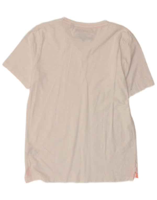 SUPERDRY Męski T-shirt Top Średniej Białej Bawełny