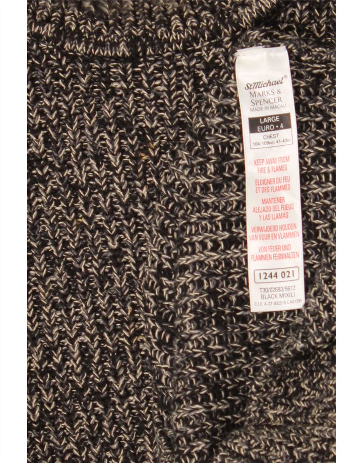 Marks & Spencer Męski sweter z golfem, duży, czarny, nakrapiany