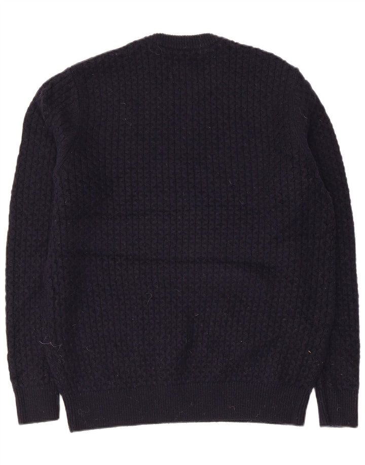 Męski sweter Superdry z okrągłym dekoltem, duży, granatowy, z owczej wełny