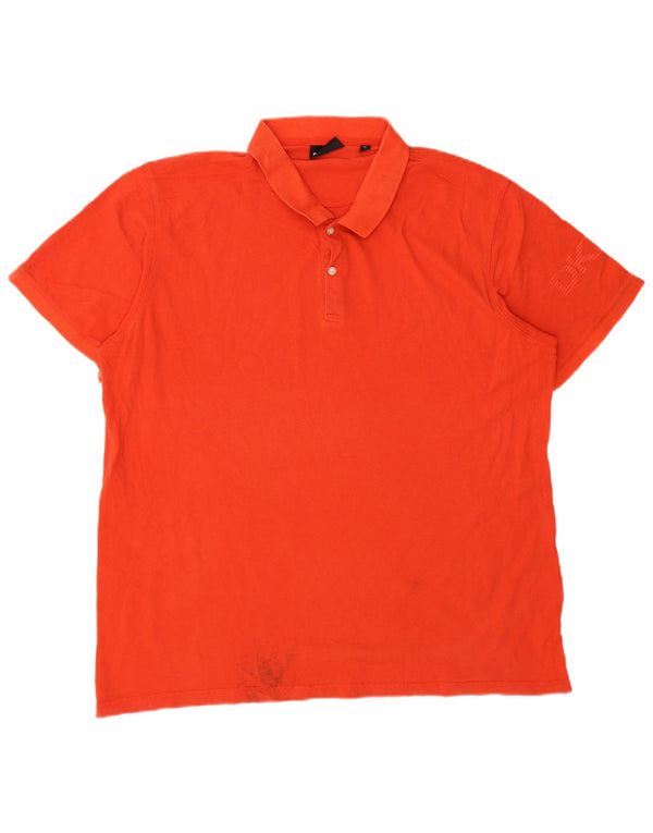 DKNY Mens Graphic Polo Shirt 2XL Orange Cotton