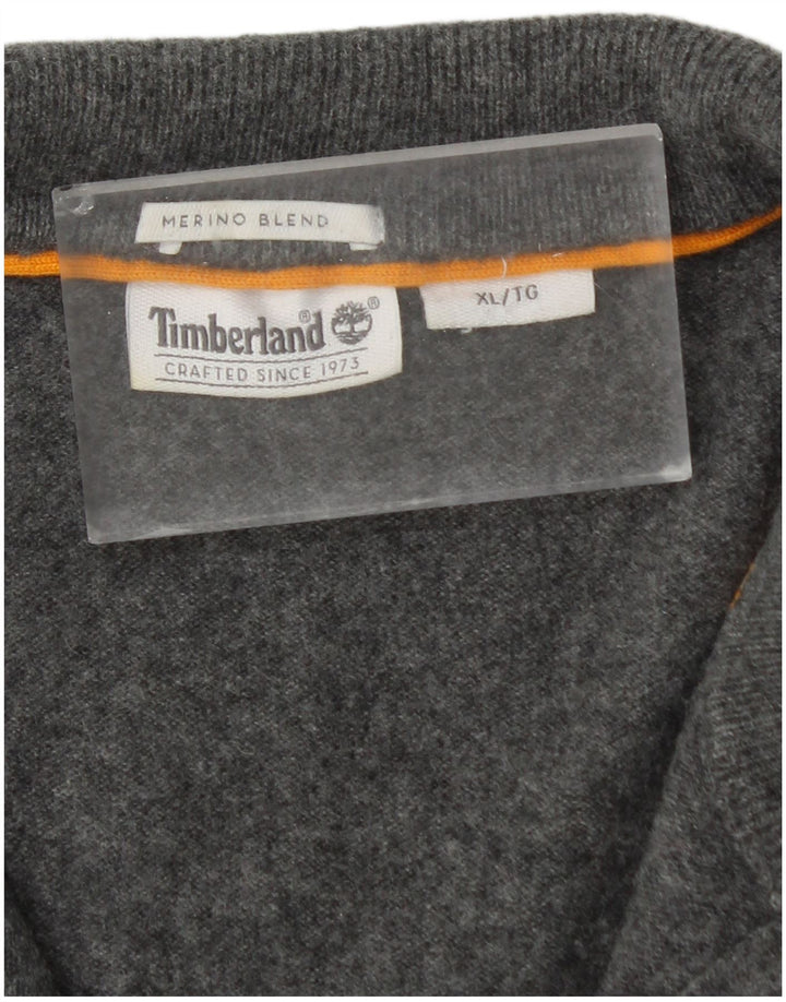 Męski sweter z zamkiem błyskawicznym Timberland XL, szara wełna merynosowa