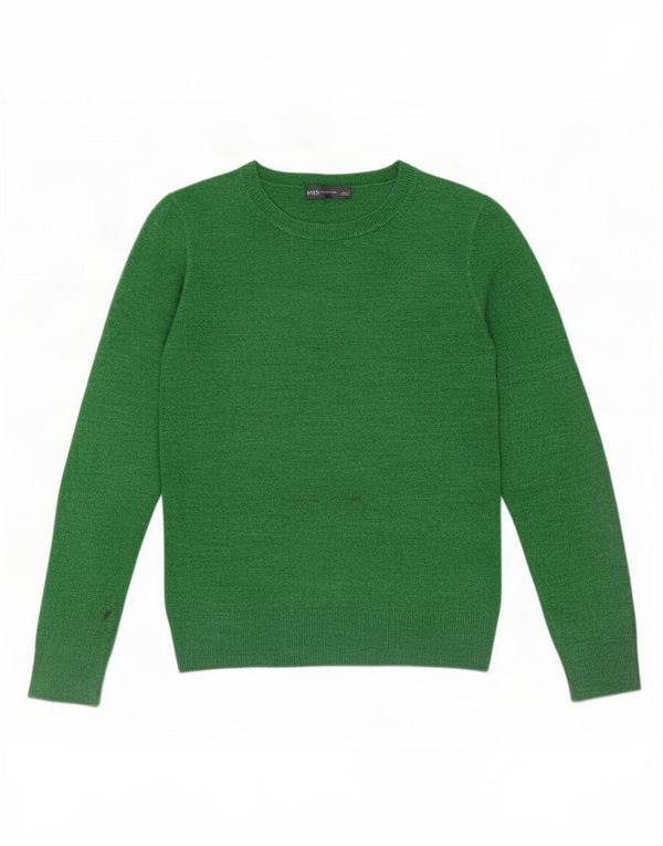 Marks & Spencer Damski sweter z dekoltem w łódkę, UK 8, mały, zielony akryl
