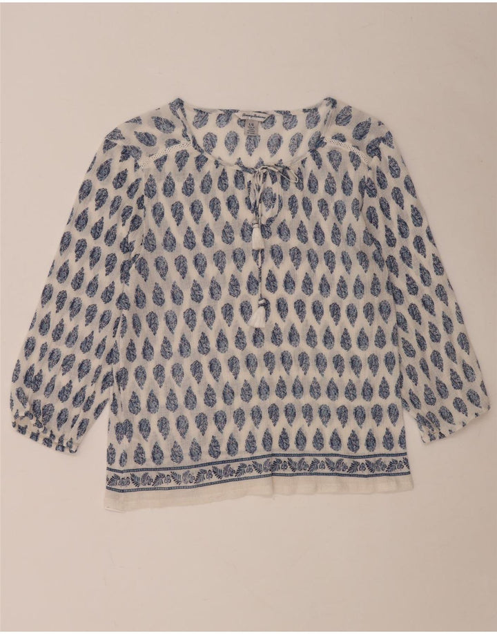 Damska bluzka z rękawem 3/4 TOMMY BAHAMA, UK 16, duża, biała, bawełniana paisley