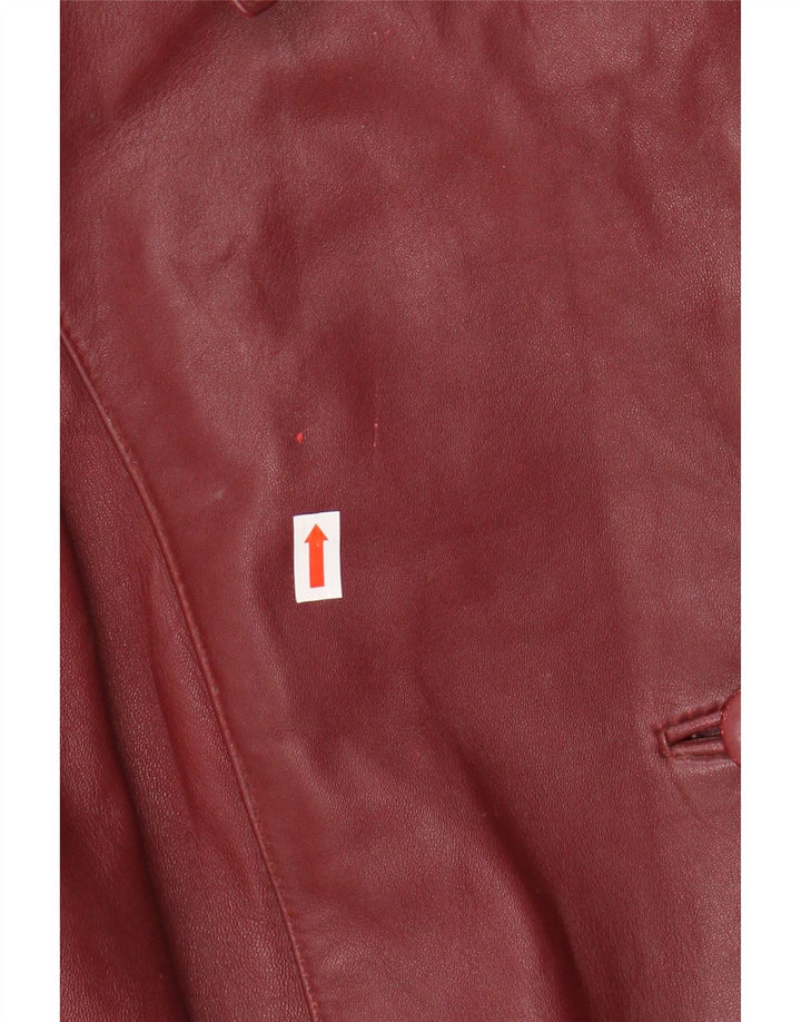 Barisal damski płaszcz skórzany oversize EU 48 2XL bordowa skóra