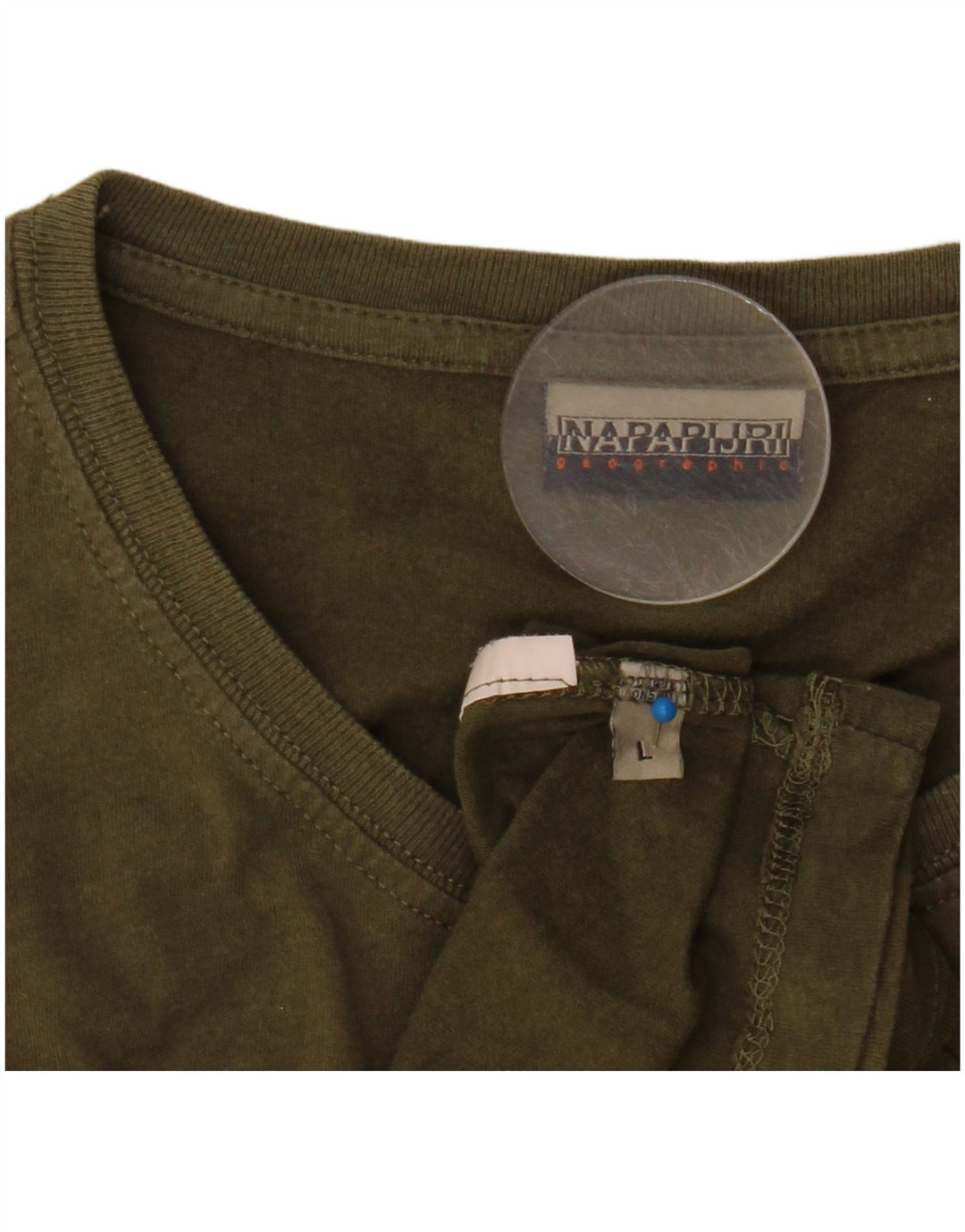 Męski T-shirt z grafiką Napapijri, duży, khaki