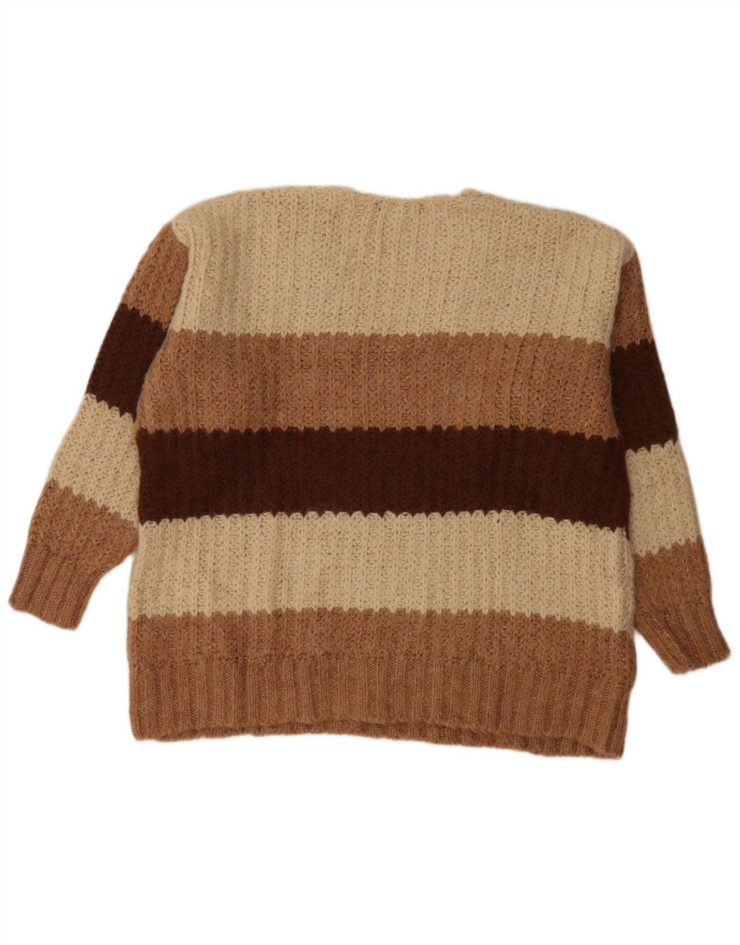 Damski sweter oversize z dekoltem w kształcie litery V ZARA UK 14 w średnie beżowe paski