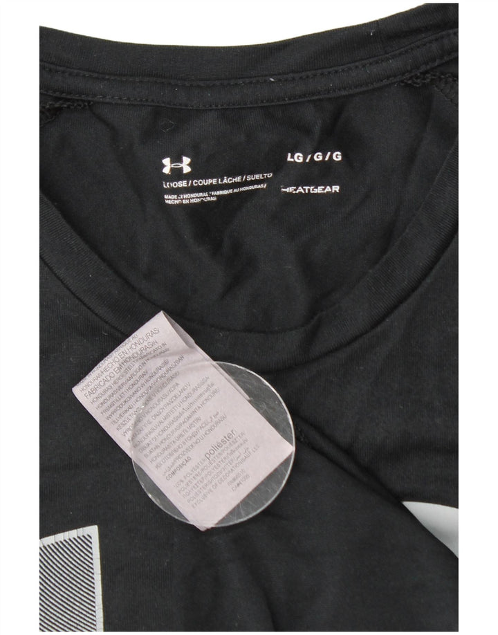 UNDER ARMOUR Męski T-shirt z grafiką Heat Gear, duży, czarny, poliestrowy