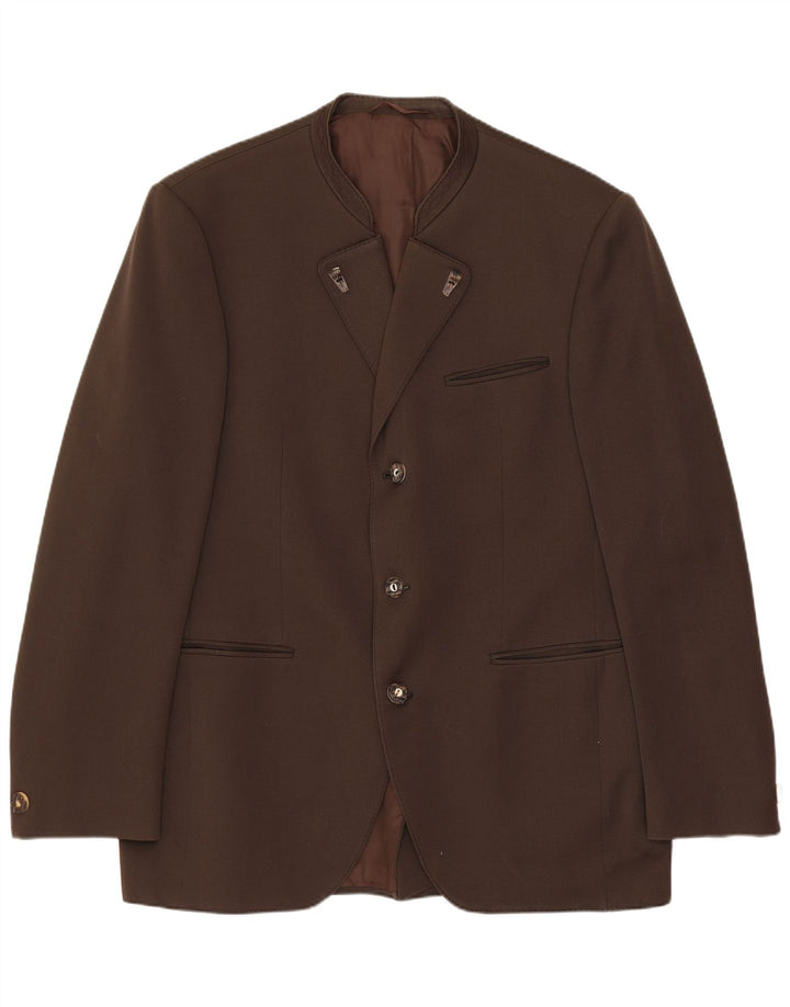 Vintage męska marynarka zapinana na 3 guziki UK 38, średnia brązowa wełna