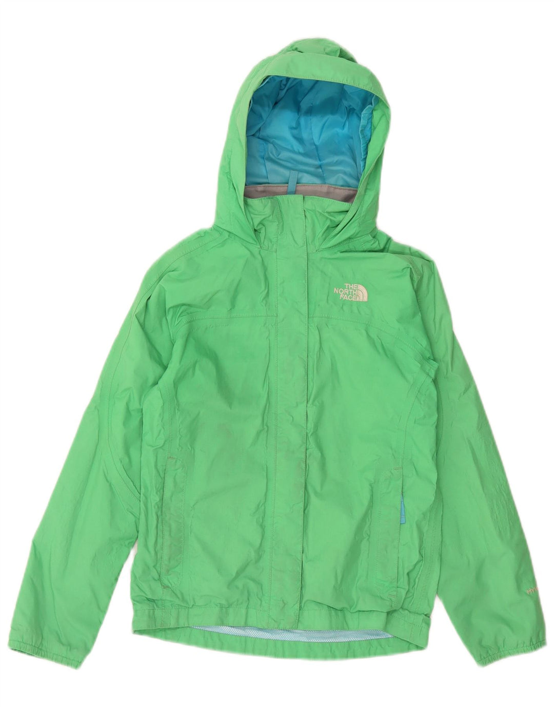 Dziewczęca kurtka przeciwdeszczowa z kapturem The North Face 10-11 lat, nylon w kolorze średnio zielonym