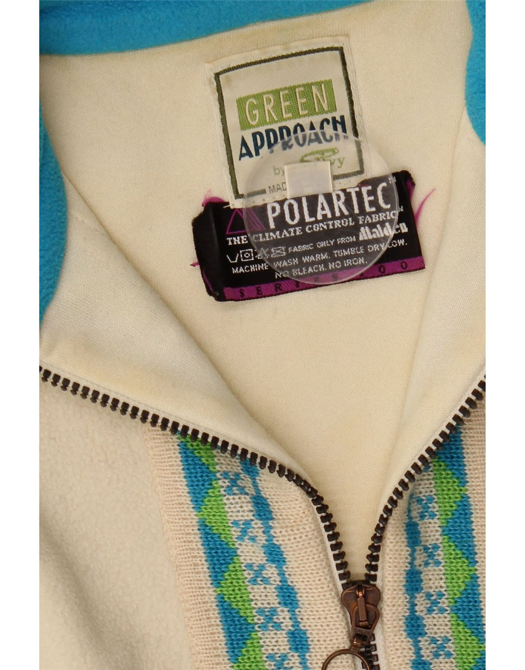 Męski sweter polarowy Silvy Polartec z zamkiem błyskawicznym, średnio beżowy, poliester Fair Isle