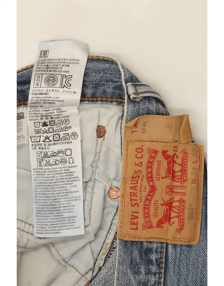 Męskie jeansy Levi's 501 w trudnej sytuacji W34 L32 Niebieska bawełna