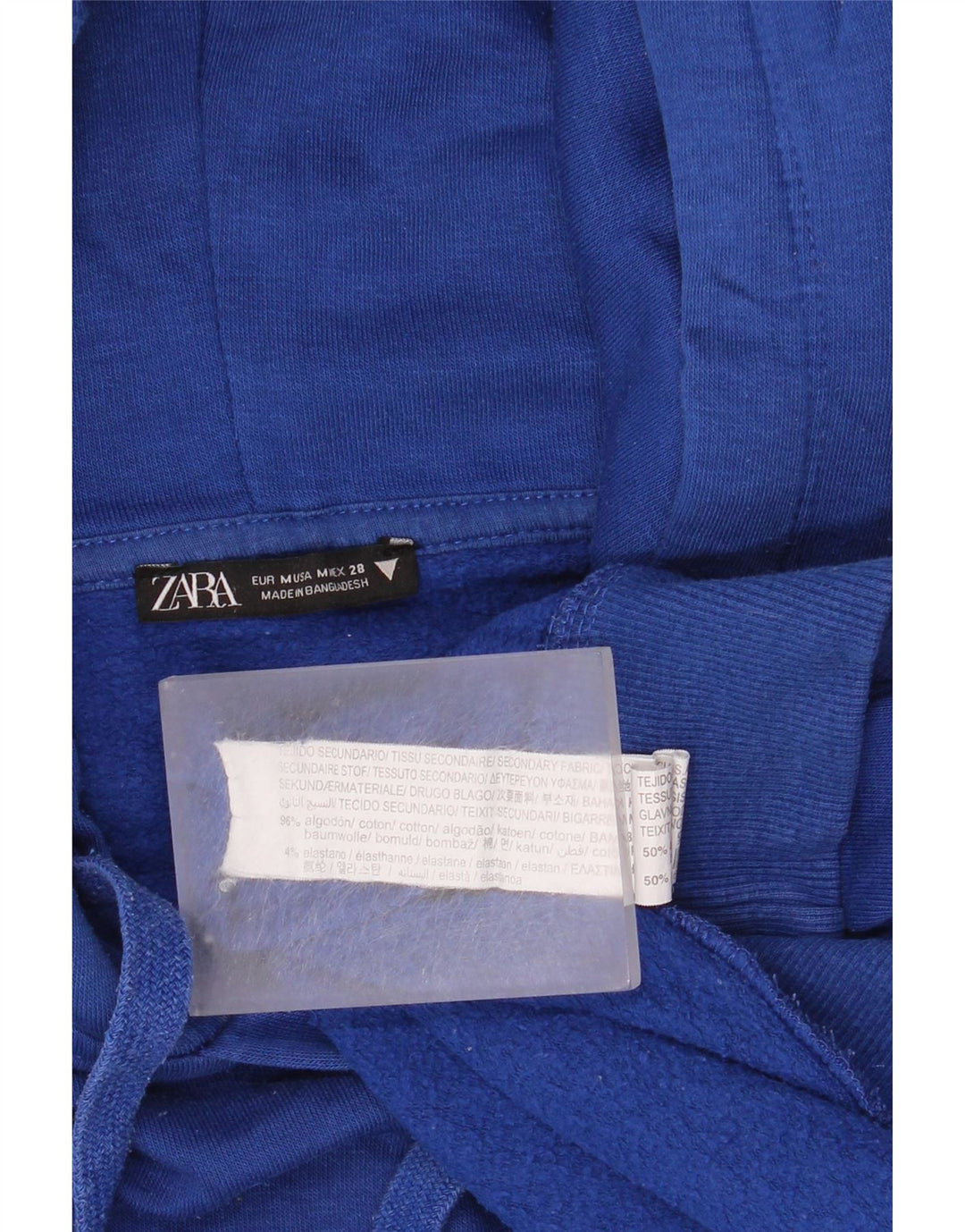 Damski sweter oversize z kapturem Zara UK 14, średni niebieski, bawełniany