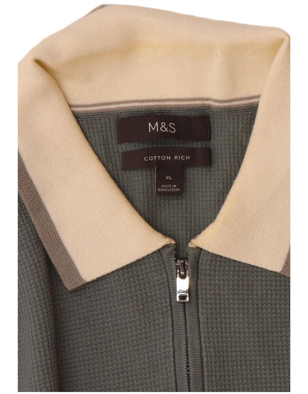 Marks & Spencer Męski sweter polo XL, szary, z blokami kolorów