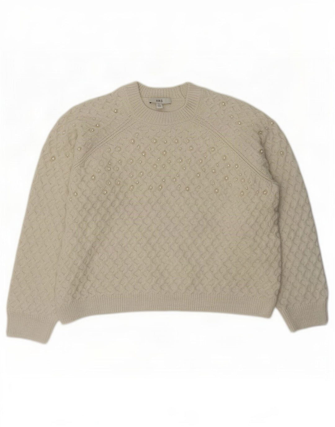 Marks & Spencer Damski sweter z okrągłym dekoltem, UK 14, średni złamanej bieli