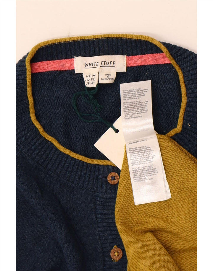 Damski sweter rozpinany White Stuff UK 14, duży, wielokolorowy blok kolorów